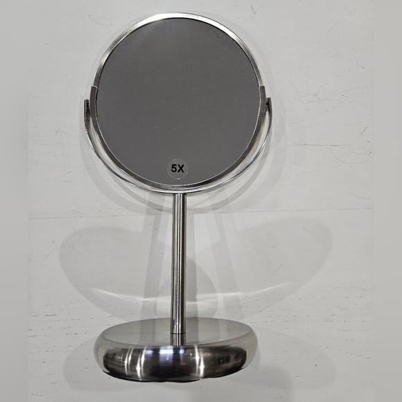 ALLEN + ROTH Brushed Stainless Steel Double Sided Mirror. 5x Magnifying - NWT - Picture 5 of 7